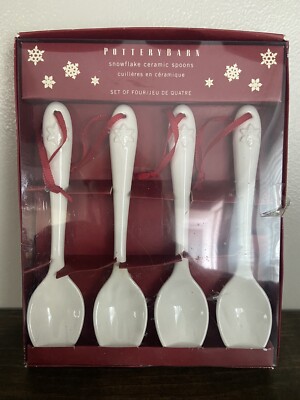 Ceramic Spoons Winter Snowflake Pottery Barn Holiday Christmas Gift-image