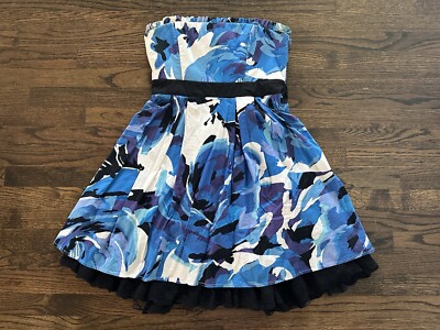 CITY STUDIO Strapless Blue Mini Party Fit + Flare Cocktail Party Dress Womens 9-image