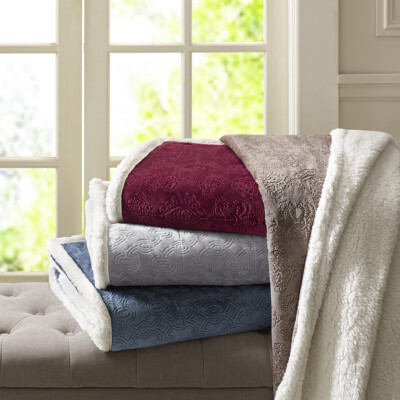 Madison Park Elma Oversized Textured Plush Throw 60x70-image