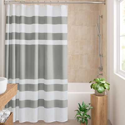 Waffle Weave Striped Shower Curtain 72