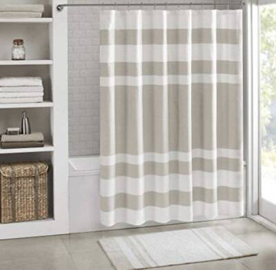 Madison Park Spa Waffle Shower Curtain Pieced Fabric with 3M Scotchgard Moisture-image