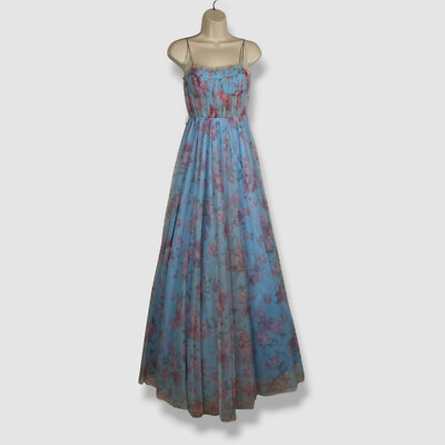 City Studio Juniors' Women's Blue Floral Bustier Sweetheart Gown Dress Size 0-image
