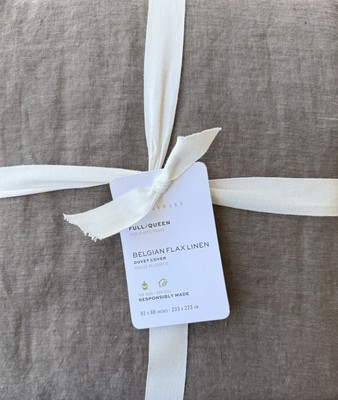 Pottery Barn Belgian Flax Linen  Full/Qn Duvet NO SHAMS In Cafe Noir-image