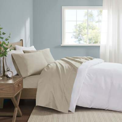 Madison Park 600 Thread Count Pima Cotton Sateen 7-pc Sheet Set, Split King-image