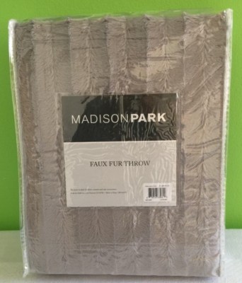Madison Park Duke Long Brushed Faux Fur Gray 50Wx60L Throw New Lightweight-image