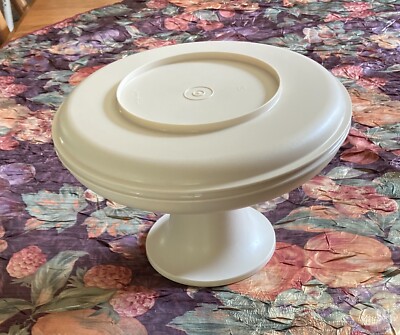 Vintage Tupperware 3 Pc Serve It All Pedestal 2 Bowl Lids Cake Stand Chip & Dip-image