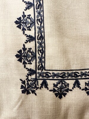 3 Madison Park Indigo Sky Euro Shams 26 x 26 Ivory Blue Embroidered Pillow Cover-image