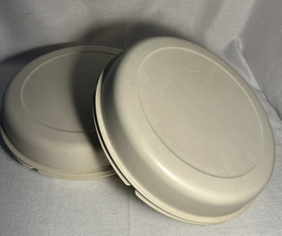 Vintage TUPPERWARE Large Serving Divided Dip Tray Set 1665-3 With Lid Lot Of Two-image