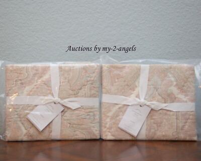 S/2 NEW Pottery Barn AUDREY PAISLEY Print Quilt-ed Standard Shams Set PINK MAUVE-image