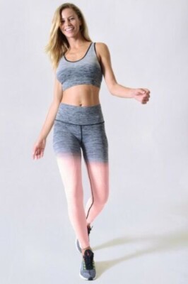 NWT Two Tone Dip Dye Ombre High Rise Leggings Size Large-image