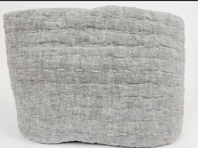 Pottery Barn Pick Stitch Handcrafted Cotton Linen Sham Euro Light Gray NWOT -image
