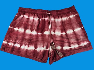 Knox Rose Size XXL Women's Burgandy White Dip Tye Dye Tassel Boho Stretch Pull-o-image