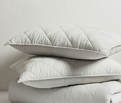 Potter Barn Diamond Quilt Standard Pillow Shams Soft Grey-image