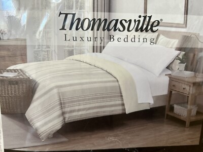 New Hawthorn Striped Cotton Full/Queen Duvet Cover Taupe like Pottery Barn-image