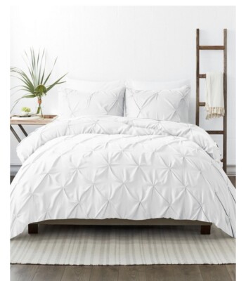 Ienjoy Home Pinch-Pleat White QUEEN Duvet Cover 😃-image