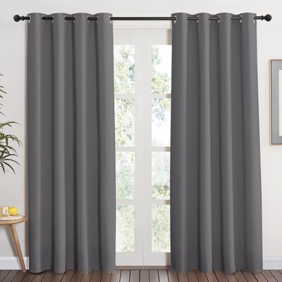 NICETOWN Grey Blackout Curtain 84 inches Long for Bedroom - Thermal Insulated...-image