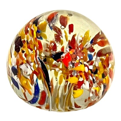Studio Art GLASS PAPERWEIGHT Spotted Trumpet Flowers 2.5