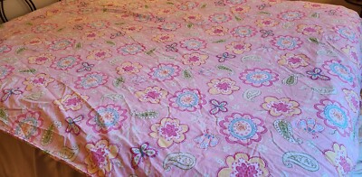 POTTERY BARN Kids Samantha Twin Duvet Cover Pink Paisley Floral Organic Cotton-image