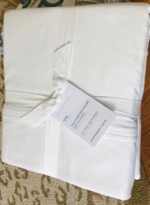 Pottery Barn 700tc Cotton Sateen Sheet Set White King 700 Thread Count New🦩-image