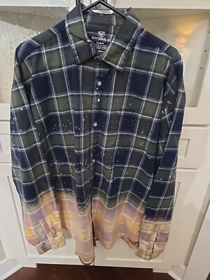 Southern Bliss Womens XL  Plaid Button Up Bleach Splatter Dip NWOT-image