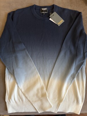 NWT Todd Snyder Dip Dye Cotton Crewneck Sweater Men Large Blue Indigo Navy RARE-image