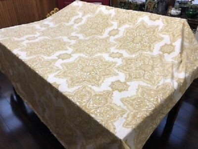 Pottery Barn Britt Medallion Duvet Cover Yellow Gold Queen 2 Standard Sham Rare-image