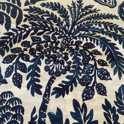 POTTERY BARN RAE NAVY BLUE WHITE TROPICAL FLORAL QUEEN DUVET COVER-image
