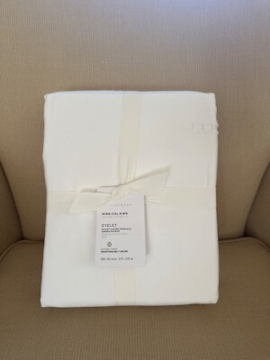 NEW Pottery Barn Eyelet Percale KING  Duvet Cover  White $279-image
