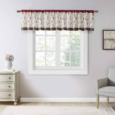 Serene Embroidery Room-Darkening Valance Window Treatment Rod Pocket/Back Tab Sh-image
