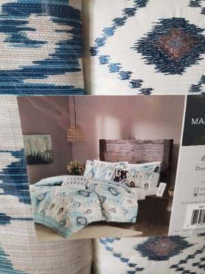 Madison Park 6 Piece Duvet Cover King Size Bed Set New With Pillows Teal Aqua Bl-image