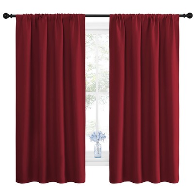 NICETOWN Burgundy Blackout Curtains and Drapes - Thermal Insulated Solid Rod-image