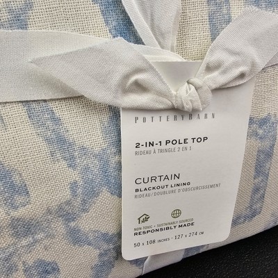 NEW Pottery Barn curtain 2 in 1 Pole Top Curtain 50