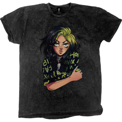 Billie Eilish - Anime Billie - Black Dip Dye T-shirt t-shirt-image