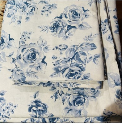 Pottery Barn duvet and 2 sham set in Blue French Rose print. Full/queen-image