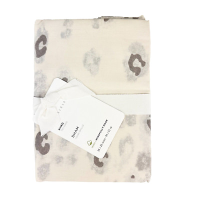 NEW Pottery Barn White Snow Leopard Organic Cotton Pillow Sham KING-image