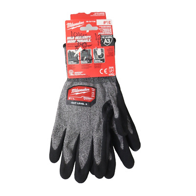 🔥 Milwaukee Tool Large 48-73-7132 Cut-Resistant Dipped Gloves A3 Cut SHIPS NOW-image