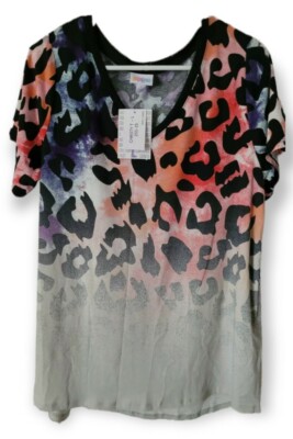 Lularoe Leopard Cheetah Large Christy Colorful Dipped Spray Paint Ombre L NEW!-image