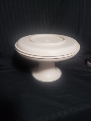 VTG Tupperware Serve-It-All Pedestal Set Cake Stand Chip-Dip Pie. Versatile.-image