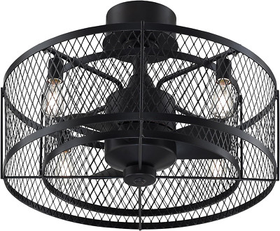 Studio Collection LP8350BLAZ Vintere Caged Ceiling Fan with LED Light Kit, 20 In-image