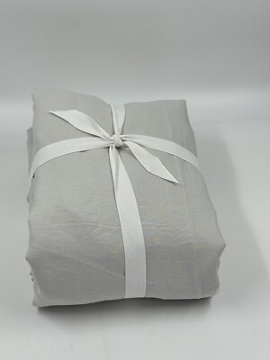 New Pottery Barn Belgian Flax Linen Duvet Cover King Soft Gray-image