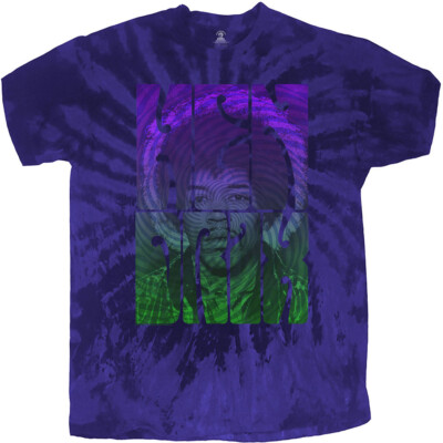 Jimi Hendrix - Swirly Text Dip Dye - Blue t-shirt-image
