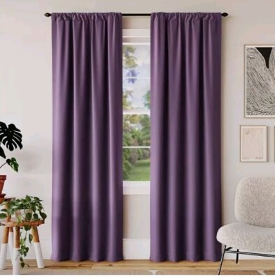 Sun Zero Rianna Theater Grade Amethyst Purple Polyester 40W X 63L Rod Blackout -image