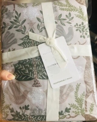 Pottery Barn Winter Solstice Duvet Cover Set Queen 2 Euro Shams Holiday 3pc-image