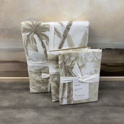 Pottery Barn Palm Toile Duvet Cover Full/Queen & 2 Standard Pillow Shams-image