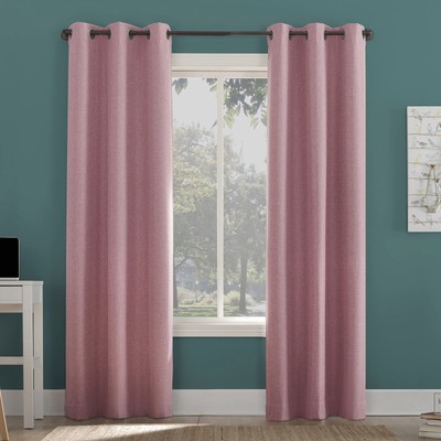 Miles Woven Grid Textured Total Blackout Grommet Curtain Panel, 40