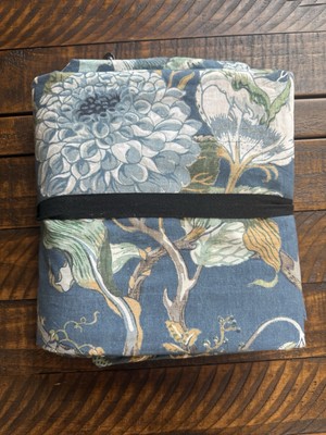 Pottery Barn Dahlia Floral Duvet Cover Blue - Queen NWOT-image