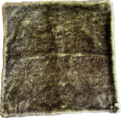 Pottery Barn Faux Fake Fur Euro Sham Brown Green Button 25X25 Square Pillowcase-image