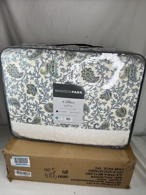 Madison Park 6 Piece Dawn Full/Queen Quilt Bedding Set Blue -image