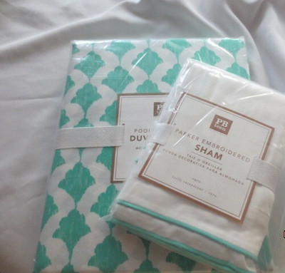 pottery barn poolside palm duvet twin nip 2 shams-euro+ standard coordinate 3 pc-image