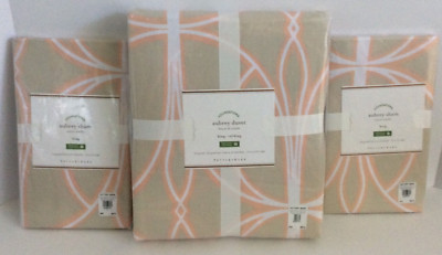 Pottery Barn AUBREY King/Cal King Duvet & 2 King Shams Organic Cotton Taupe NEW-image